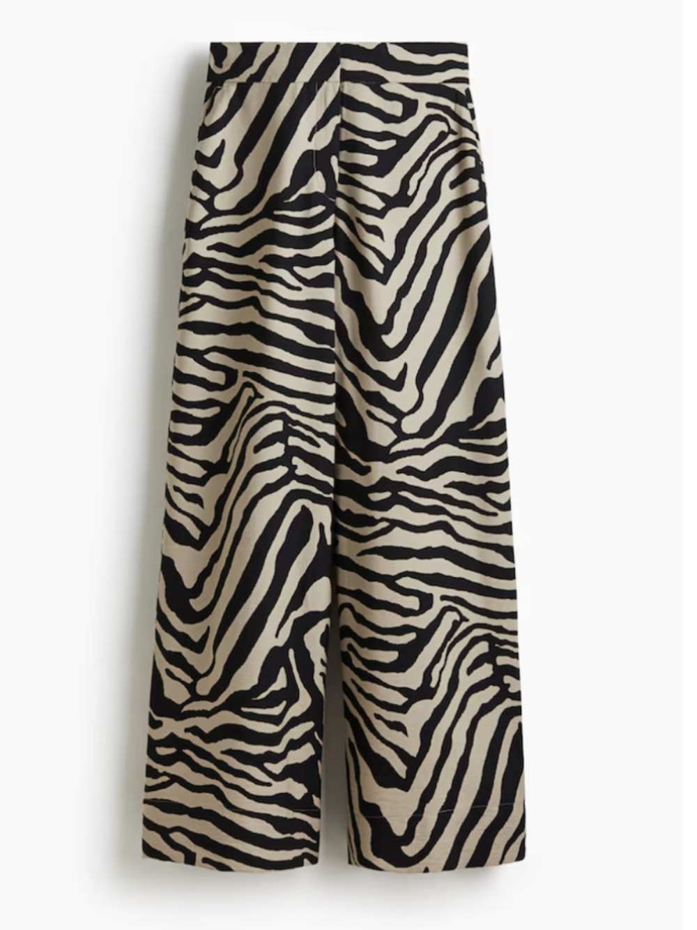 H&M Wide Leg Zebra Print Pants - Black & Beige